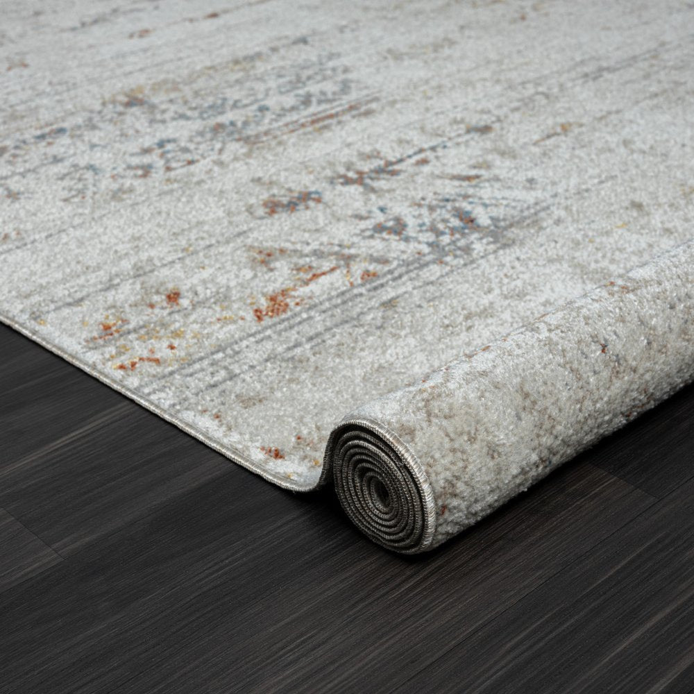 Ivory Tribal Distressed Washable Area Rug