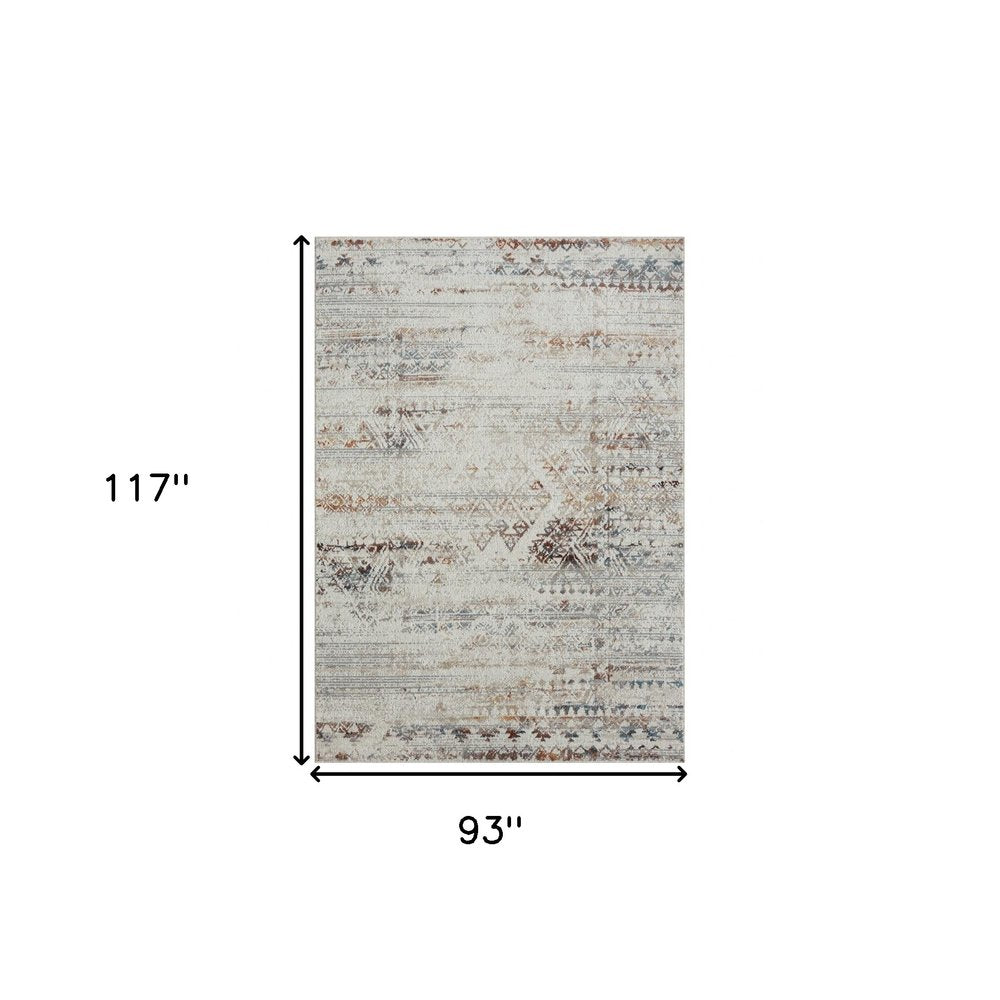 Ivory Tribal Distressed Washable Area Rug