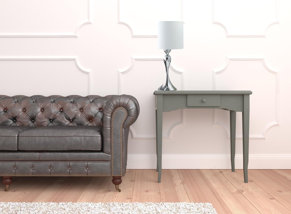 Silver Sleek Table Lamp with Off-White Drum Shade