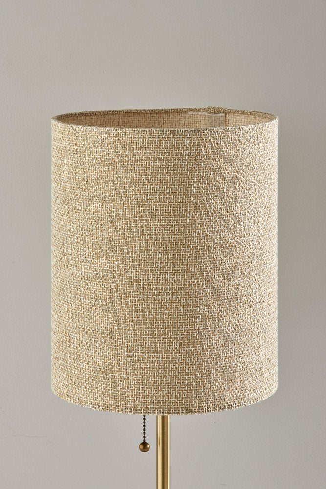 Black Marble & Gold Table Lamp with Beige Drum Shade