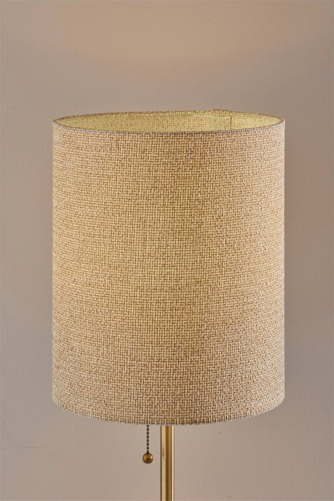 Black Marble & Gold Table Lamp with Beige Drum Shade