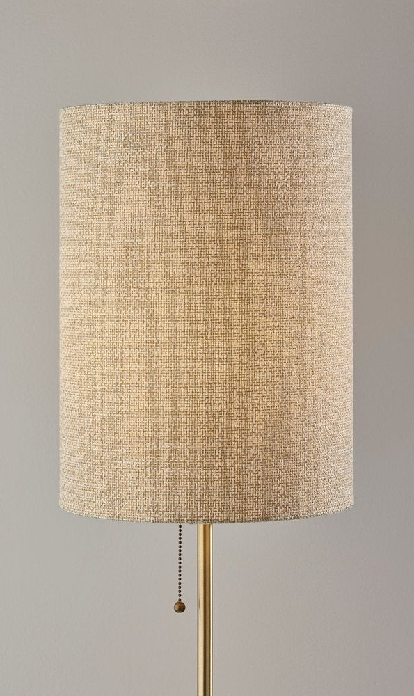 Black Marble & Gold Table Lamp with Beige Drum Shade