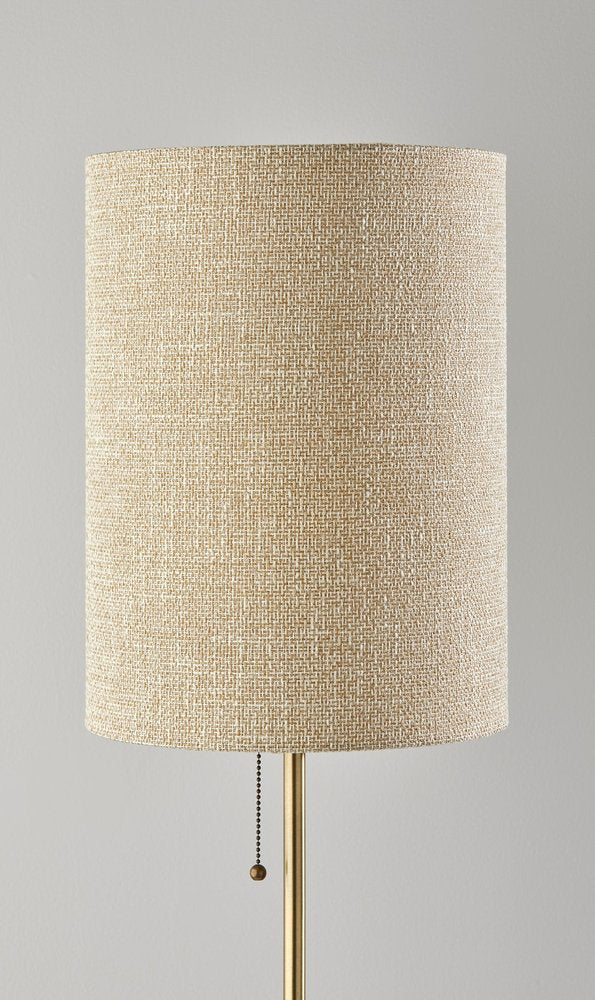 Black Marble & Gold Table Lamp with Beige Drum Shade