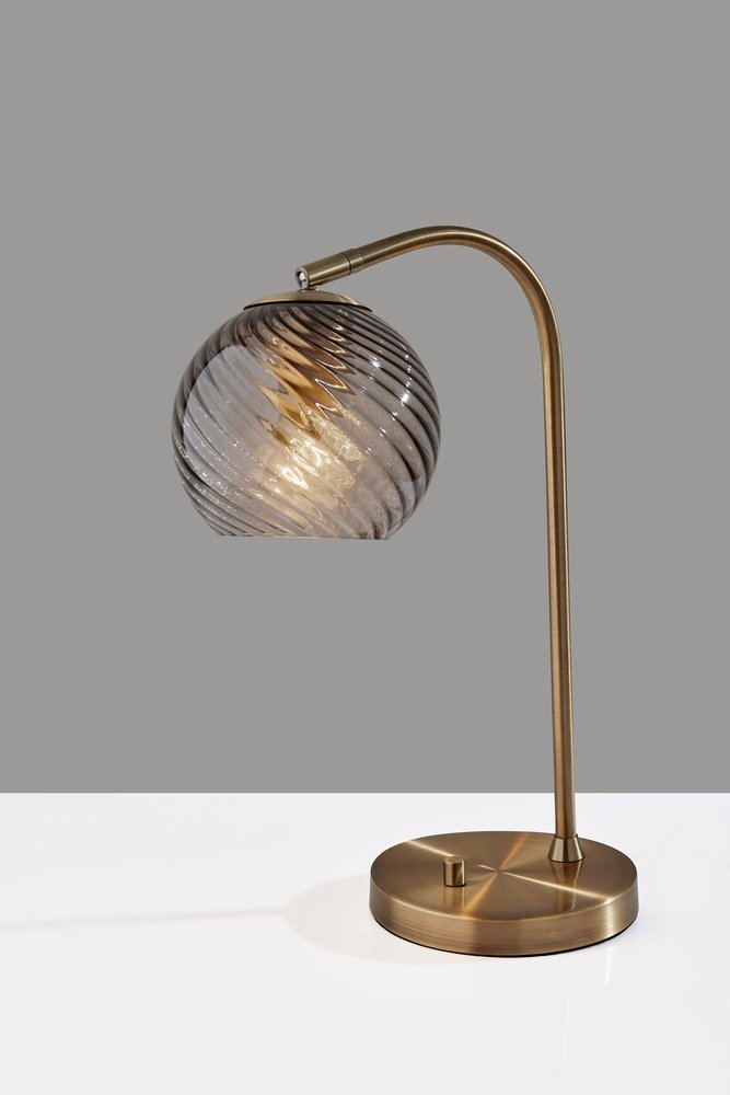 Antiqued Brass Table Lamp - Modern Desk Lamp with Globe Shade