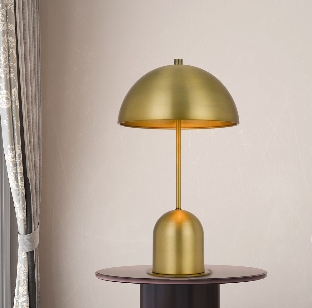 Antiqued Brass Desk Lamp with Dome Shade - Vintage Modern Design