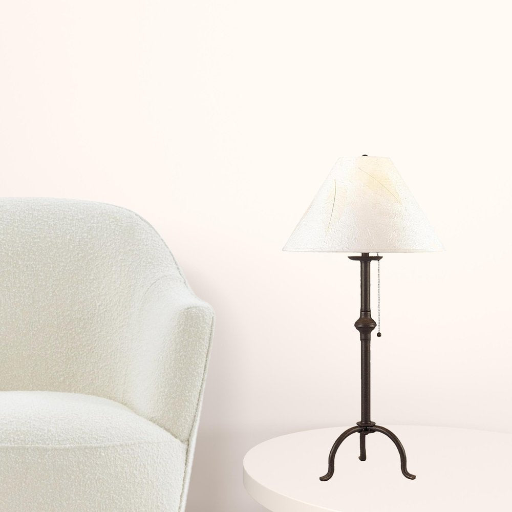 Black Metal Table Lamp With Off White Empire Shade