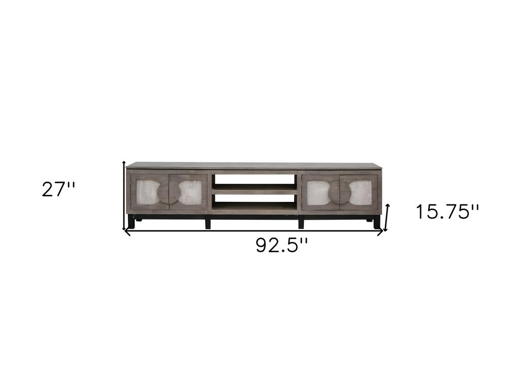 AUREMI Gray Solid Wood Distressed TV Stand