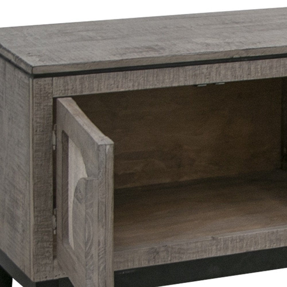 AUREMI Gray Solid Wood Distressed TV Stand