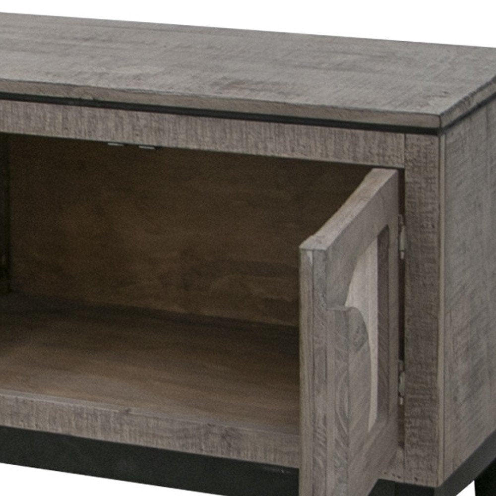 AUREMI Gray Solid Wood Distressed TV Stand