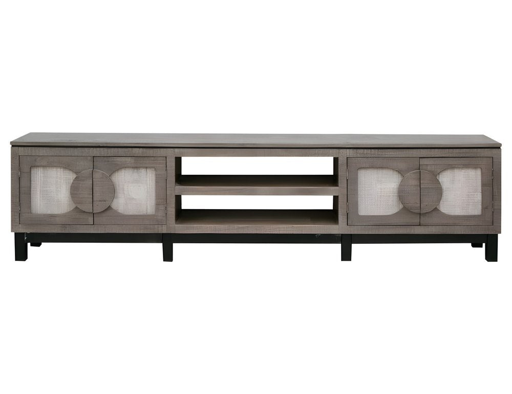 AUREMI Gray Solid Wood Distressed TV Stand