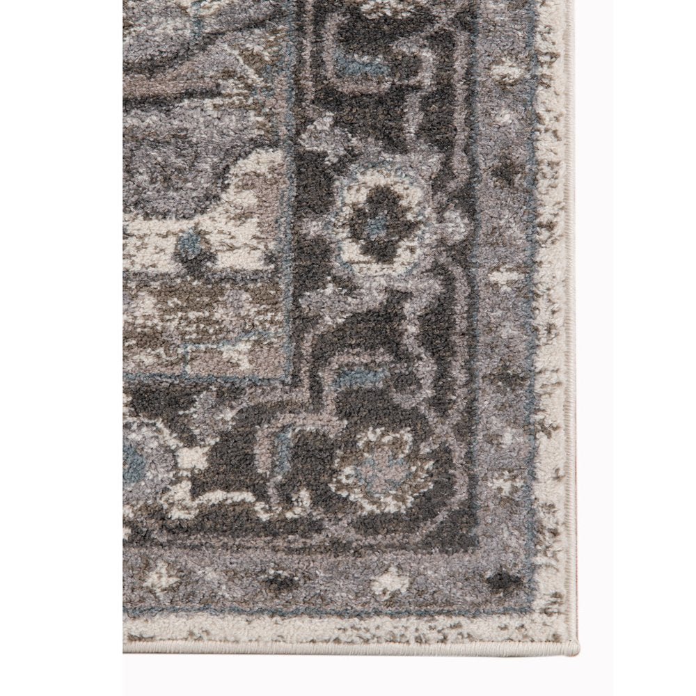 Ivory Taupe Gray Medallion Power Loom Area Rug - 8x10 | AUREMI