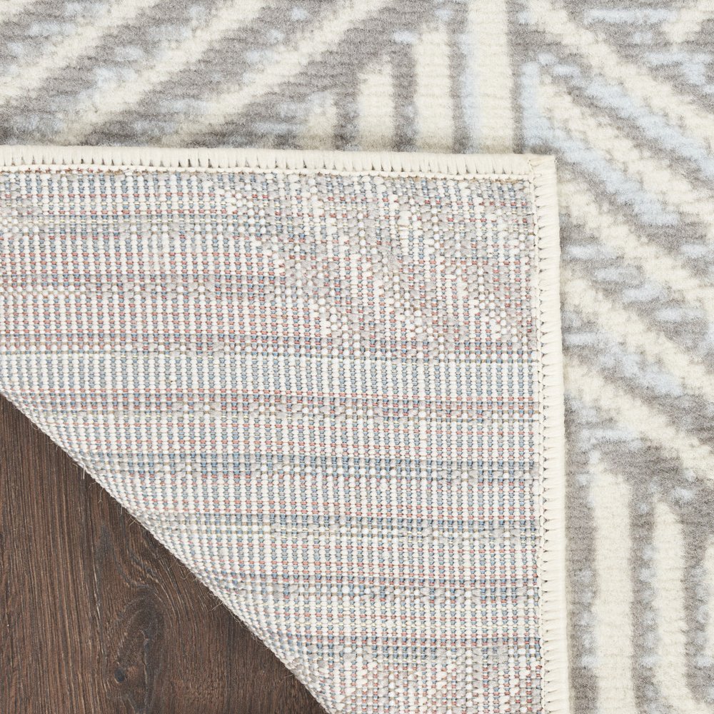 Gray Ivory Geometric Power Loom Area Rug - 5x7 Modern | AUREMI