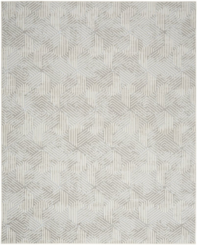 Gray Ivory Geometric Power Loom Area Rug - 5x7 Modern | AUREMI