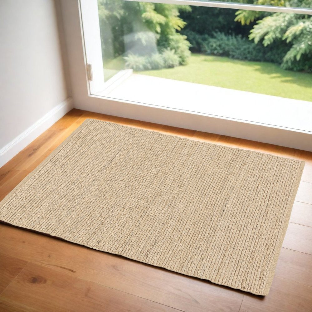 Natural Jute Flatweave Handmade Area Rug - 6x9 Cottage | AUREMI