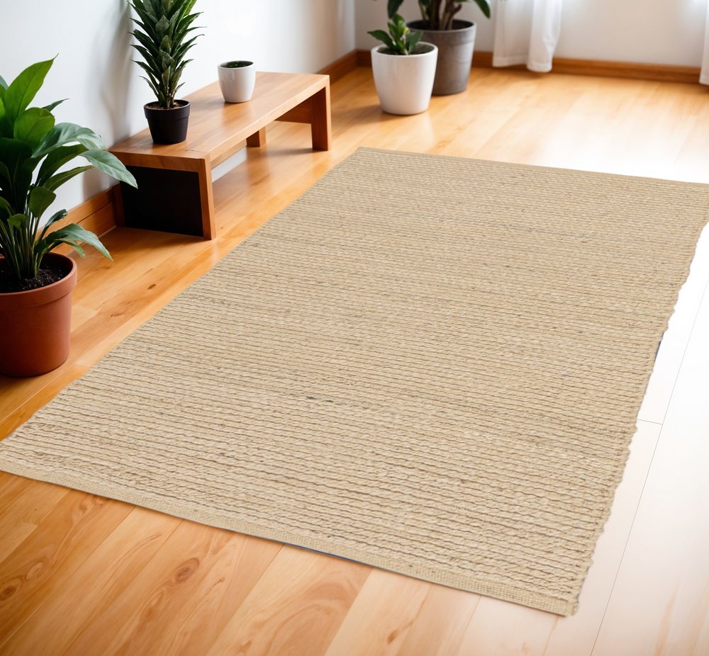 Natural Jute Flatweave Handmade Area Rug - 6x9 Cottage | AUREMI