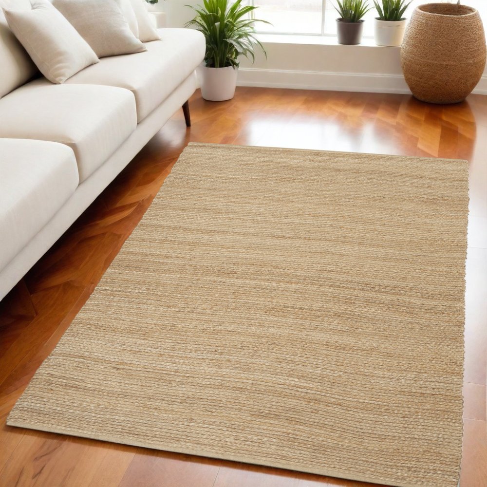 Natural Jute Flatweave Handmade Area Rug - 6x9 Cottage | AUREMI