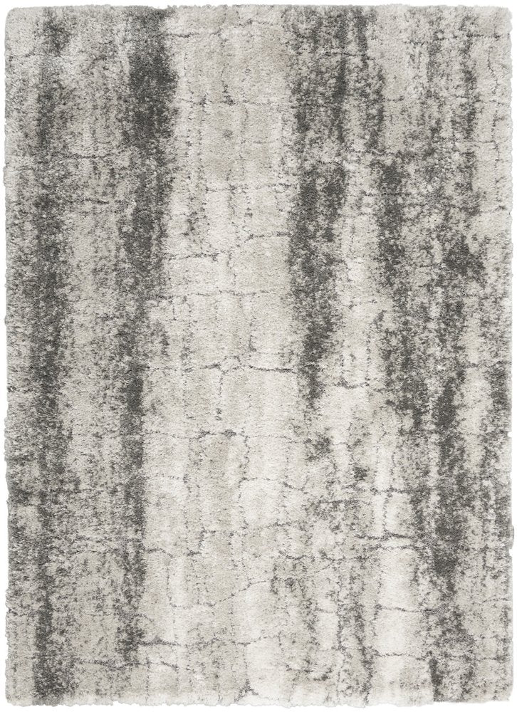 5' X 7' Charcoal and Ivory Abstract Shag Area Rug