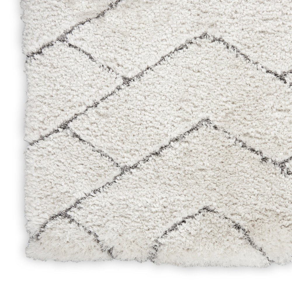 IVORY and GRAY Chevron Shag Area Rug