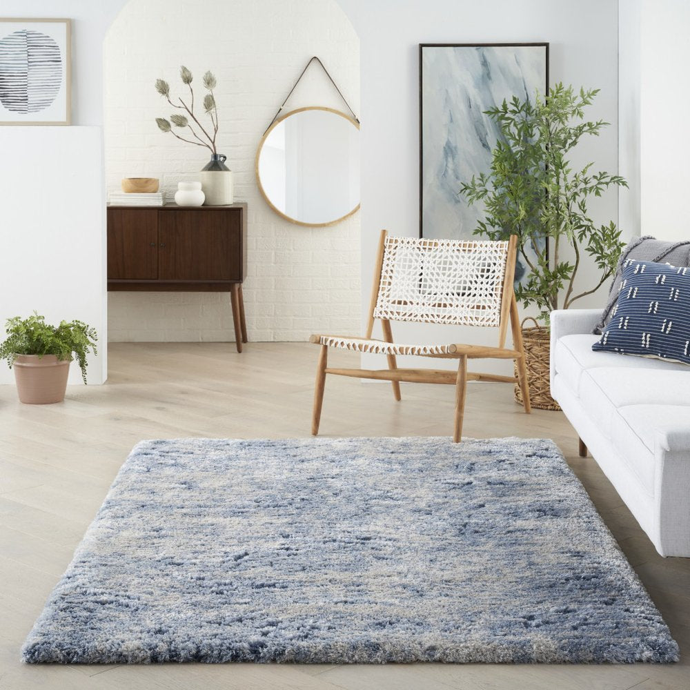 SKY Blue Abstract Shag Area Rug