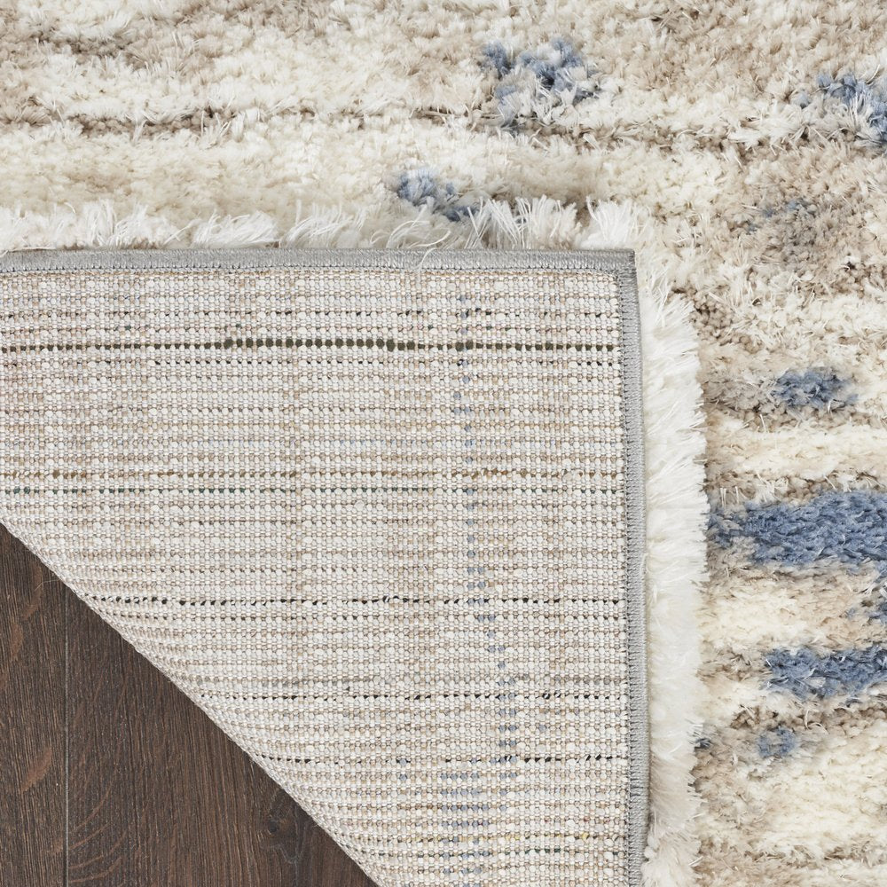 Light Blue Gray and Beige Abstract Shag Area Rug