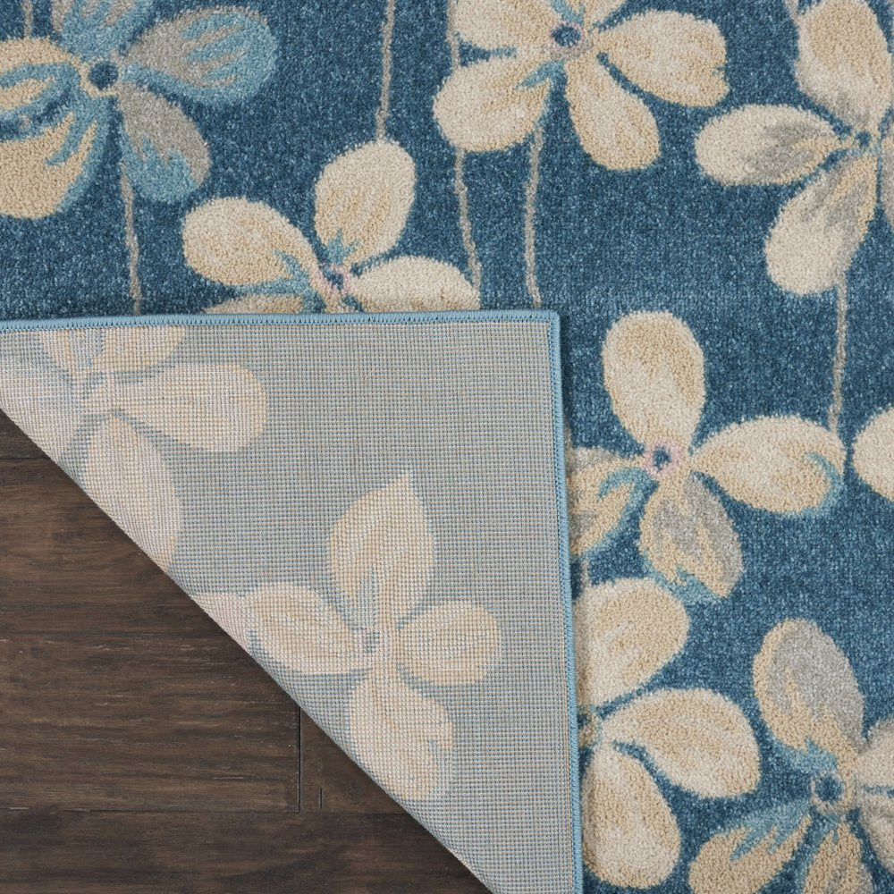 Turquoise and Cream Floral Area Rug