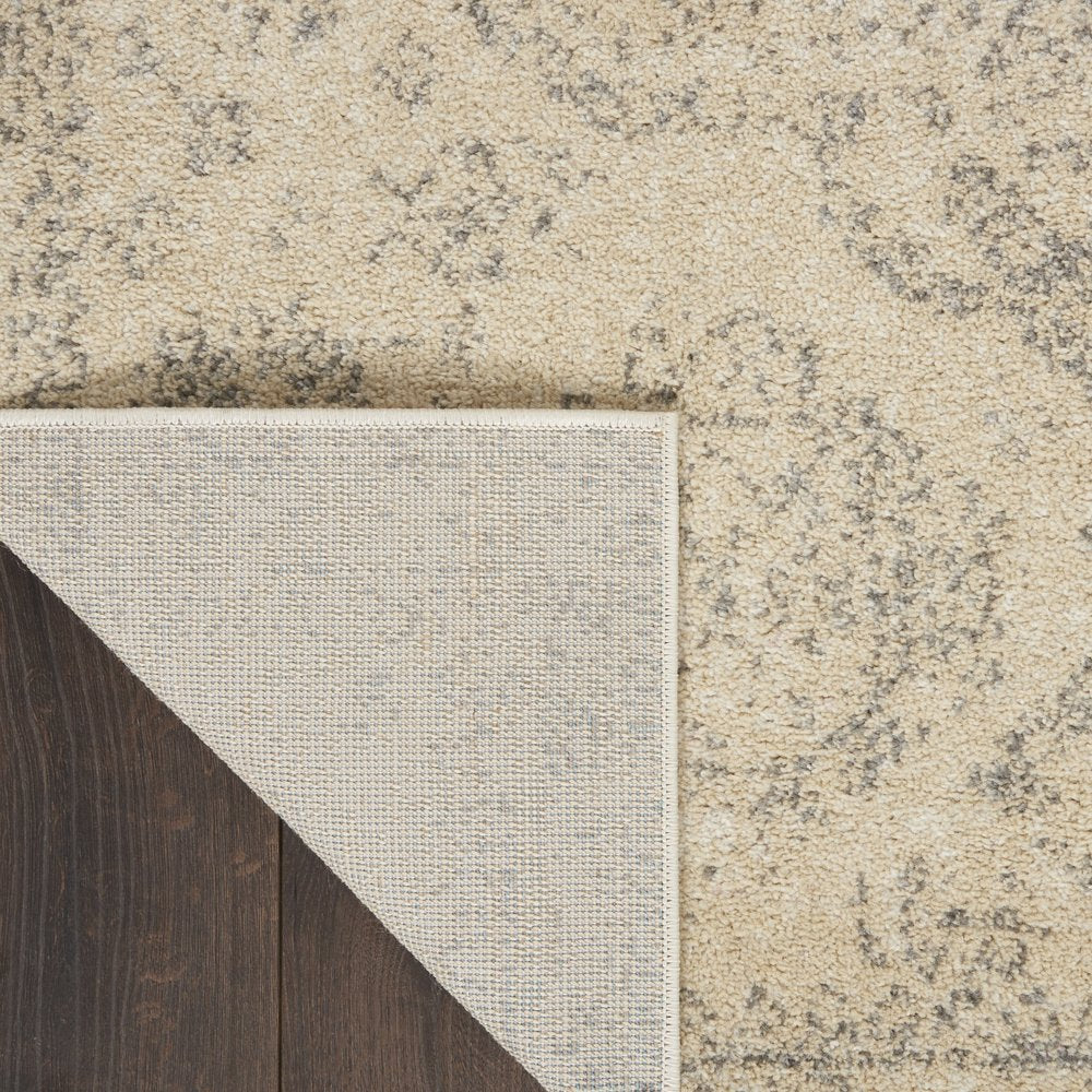 Beige And Gray Geometric Distressed Area Rug