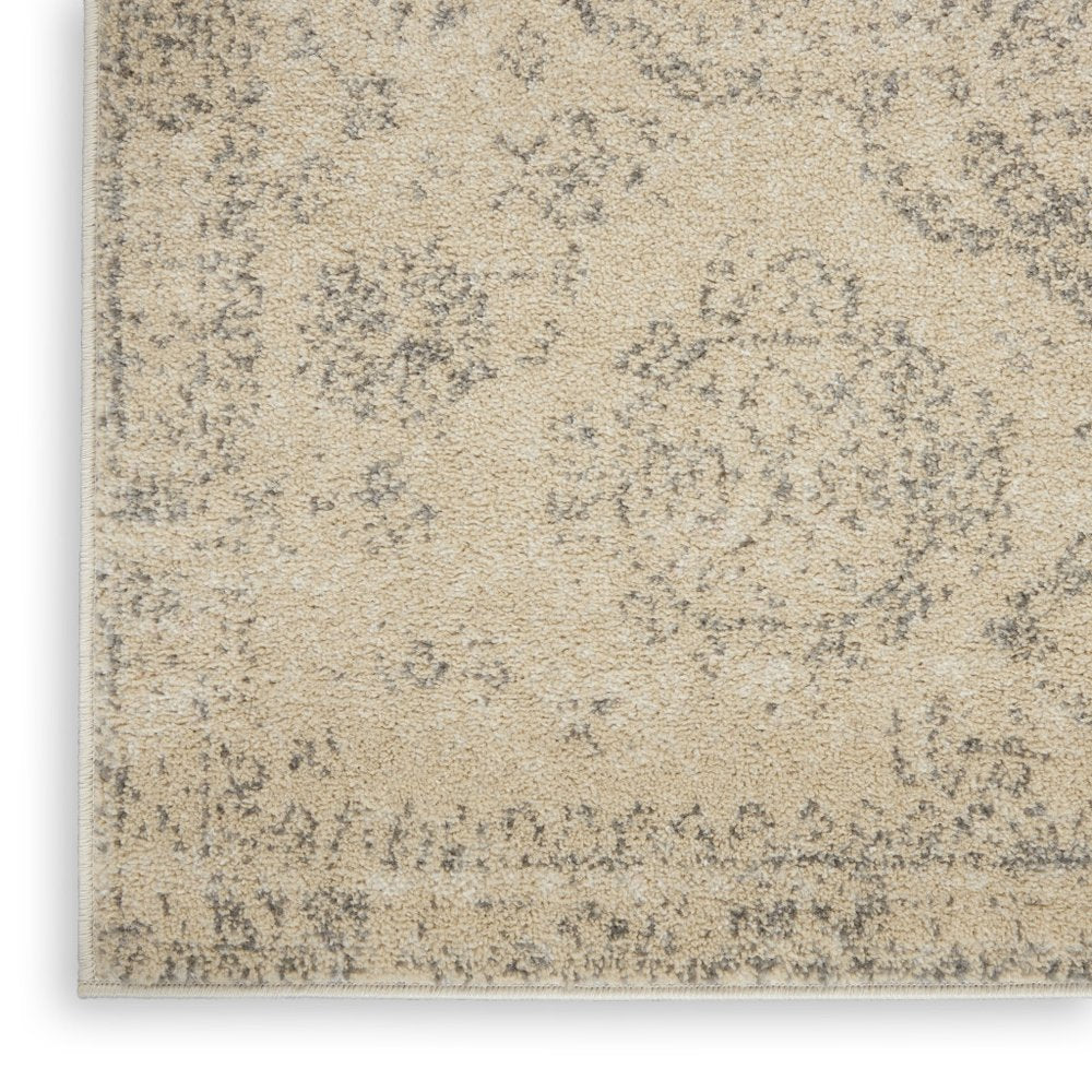 Beige And Gray Geometric Distressed Area Rug