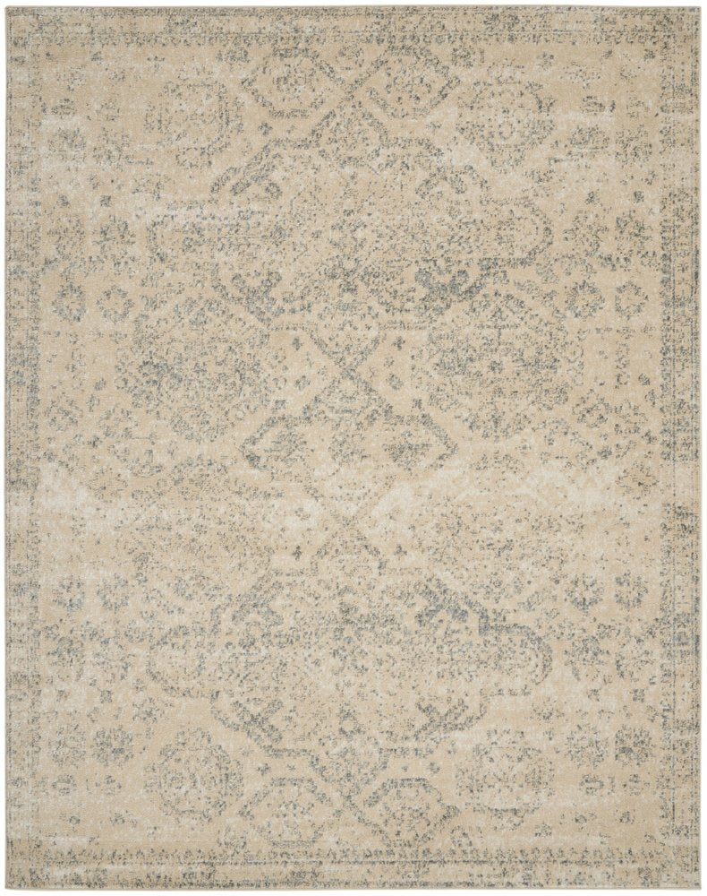Beige And Gray Geometric Distressed Area Rug