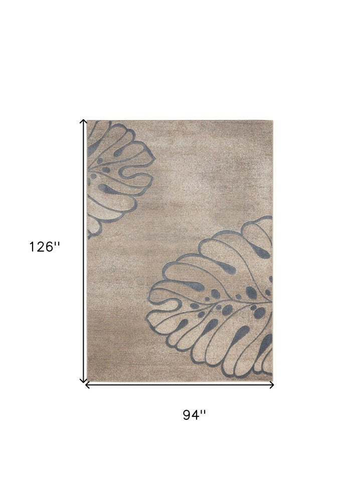 Beige & Gray Botanical Leaves Rug - Organic Modern Design