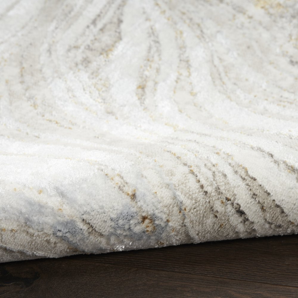 4' X 6' Ivory Gold and Gray Abstract Non Skid Area Rug
