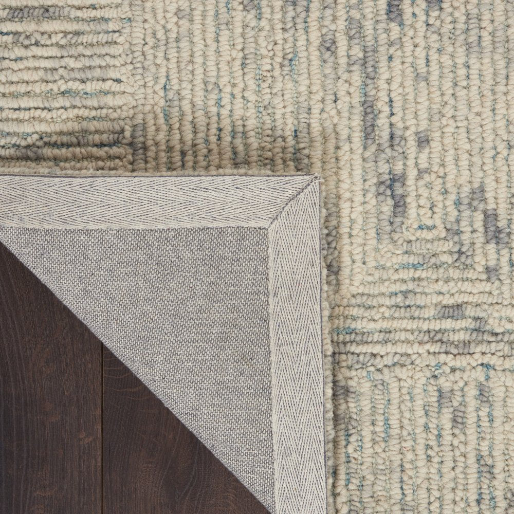 8' X 10' Ivory and Gray Wool Geometric Area Rug