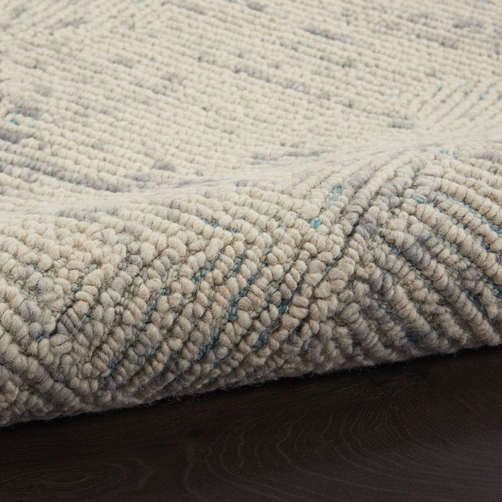 8' X 10' Ivory and Gray Wool Geometric Area Rug