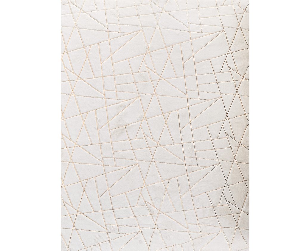 White Gold Faux Sheepskin Geometric Area Rug - 6x9 Washable | AUREMI