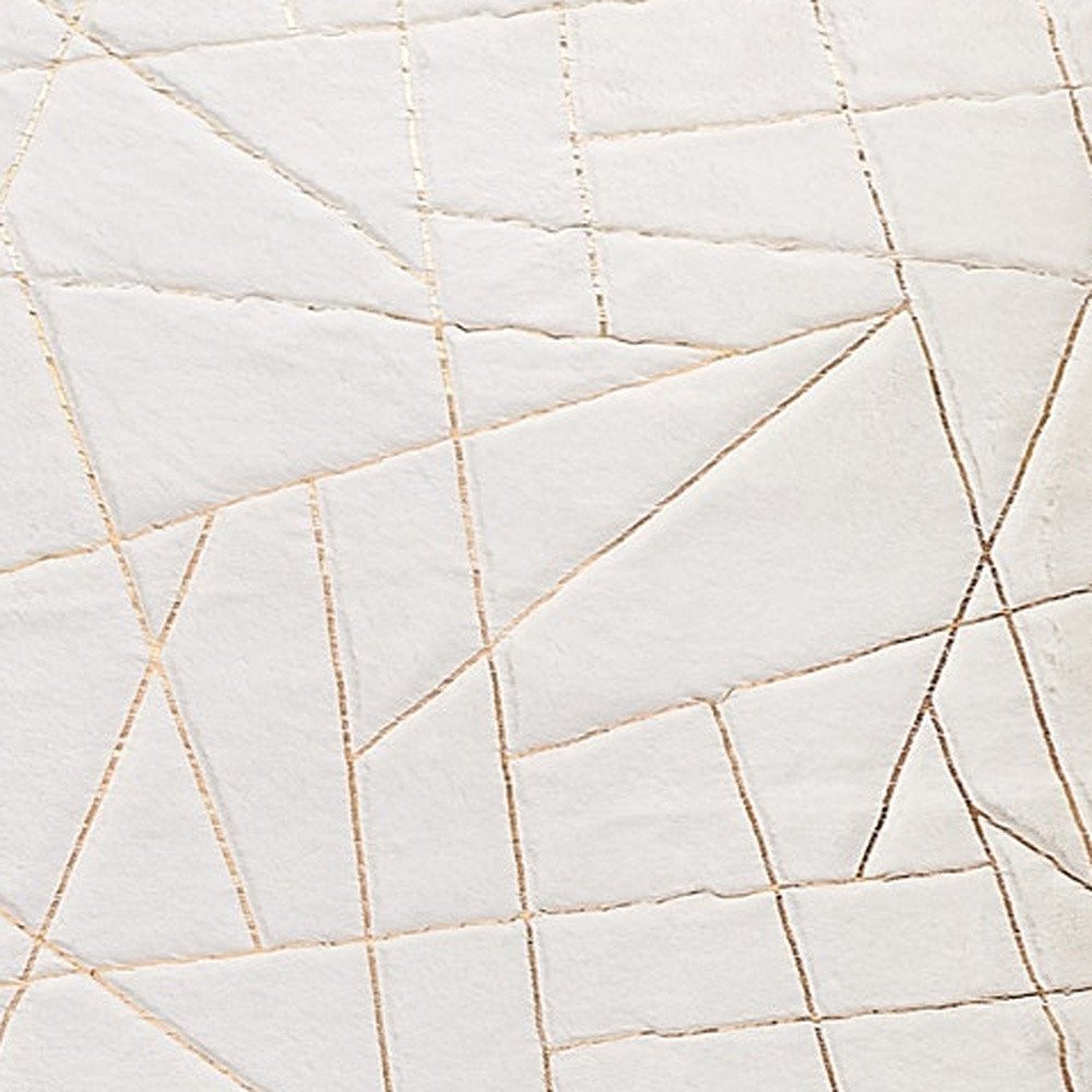 White Gold Faux Sheepskin Geometric Area Rug - 6x9 Washable | AUREMI