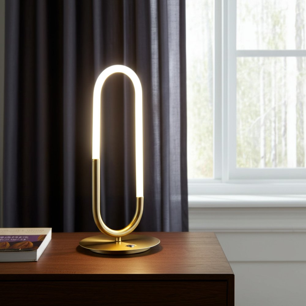 Gold Acrylic And Metal Mod Paper Clip LED Table Lamp