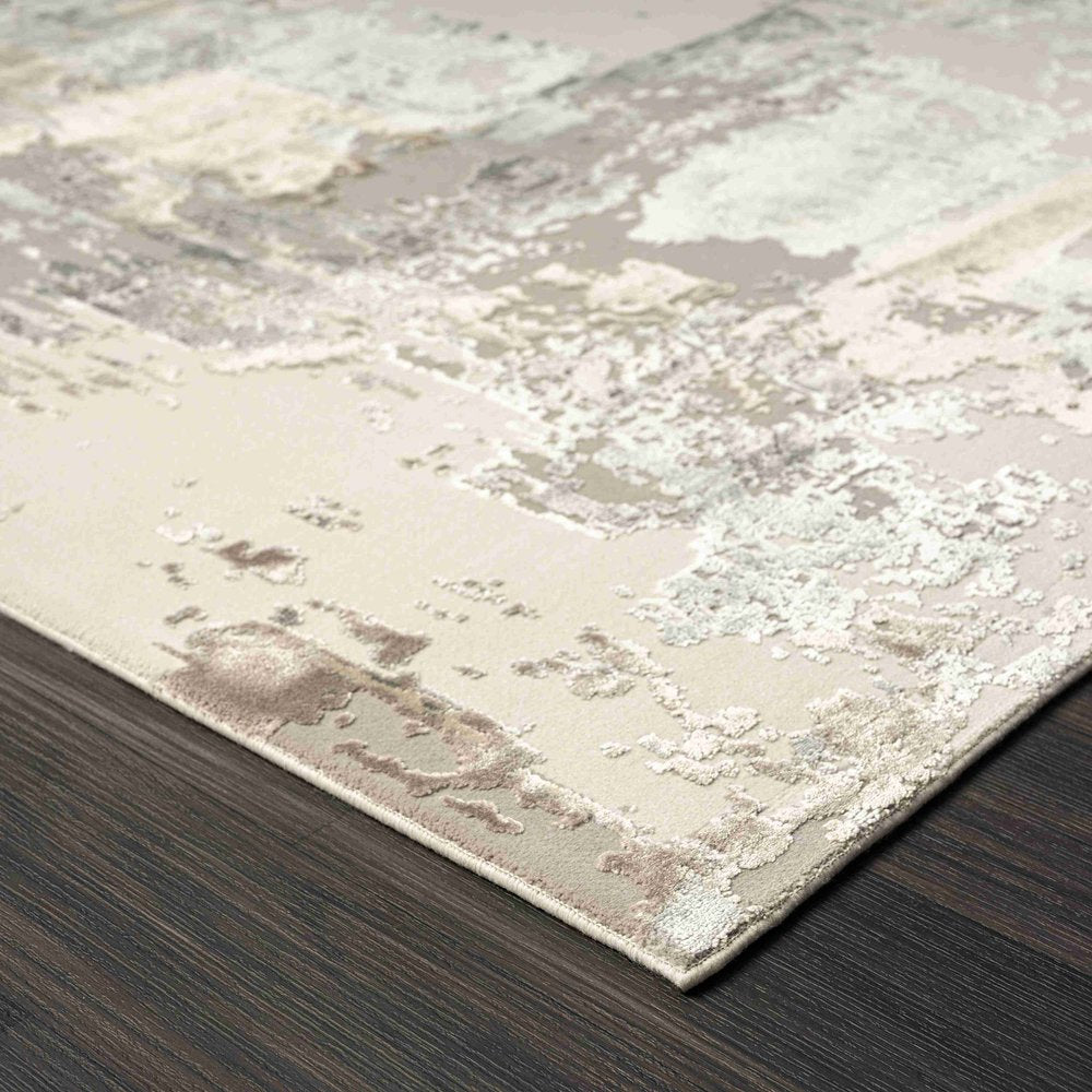 Beige and Gray Abstract Area Rug