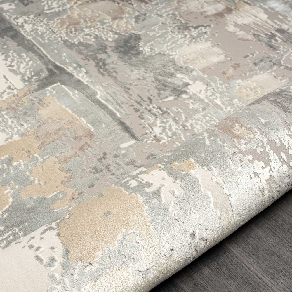 Beige and Gray Abstract Area Rug