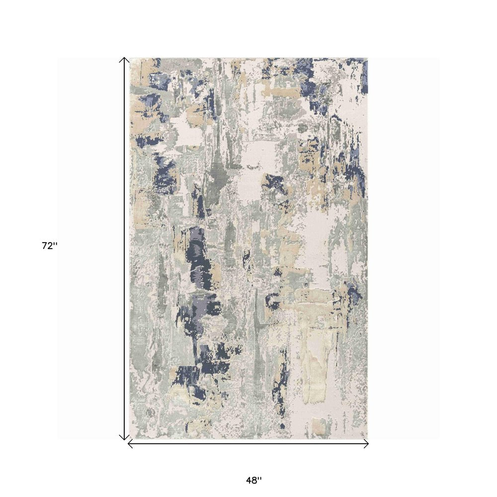 Beige and Gray Abstract Area Rug