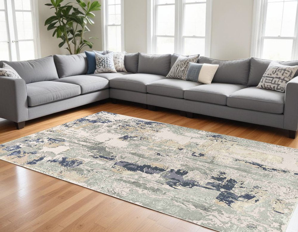 Beige and Gray Abstract Area Rug