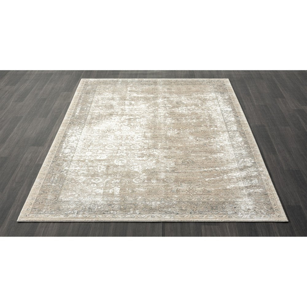 Beige and Gray Medallion Area Rug