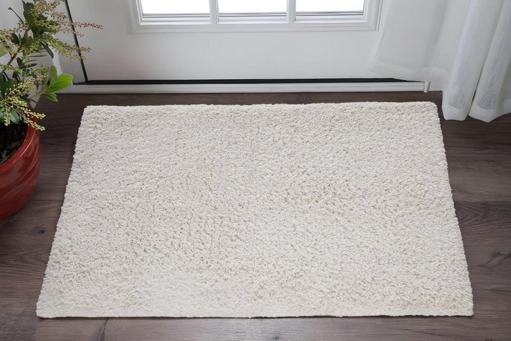 Ivory Shag Hand Tufted Area Rug - 4x6 Glam Luxury | AUREMI