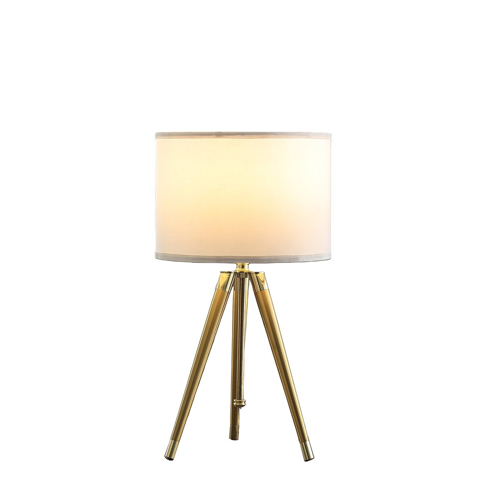 Gold Metal Adjustable Height Tripod Table Lamp