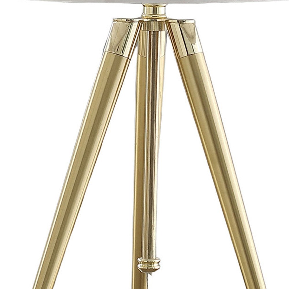 Gold Metal Adjustable Height Tripod Table Lamp