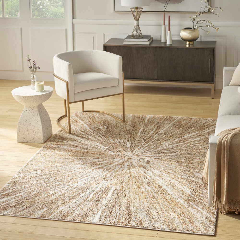 4' X 6' Ivory Abstract Area Rug