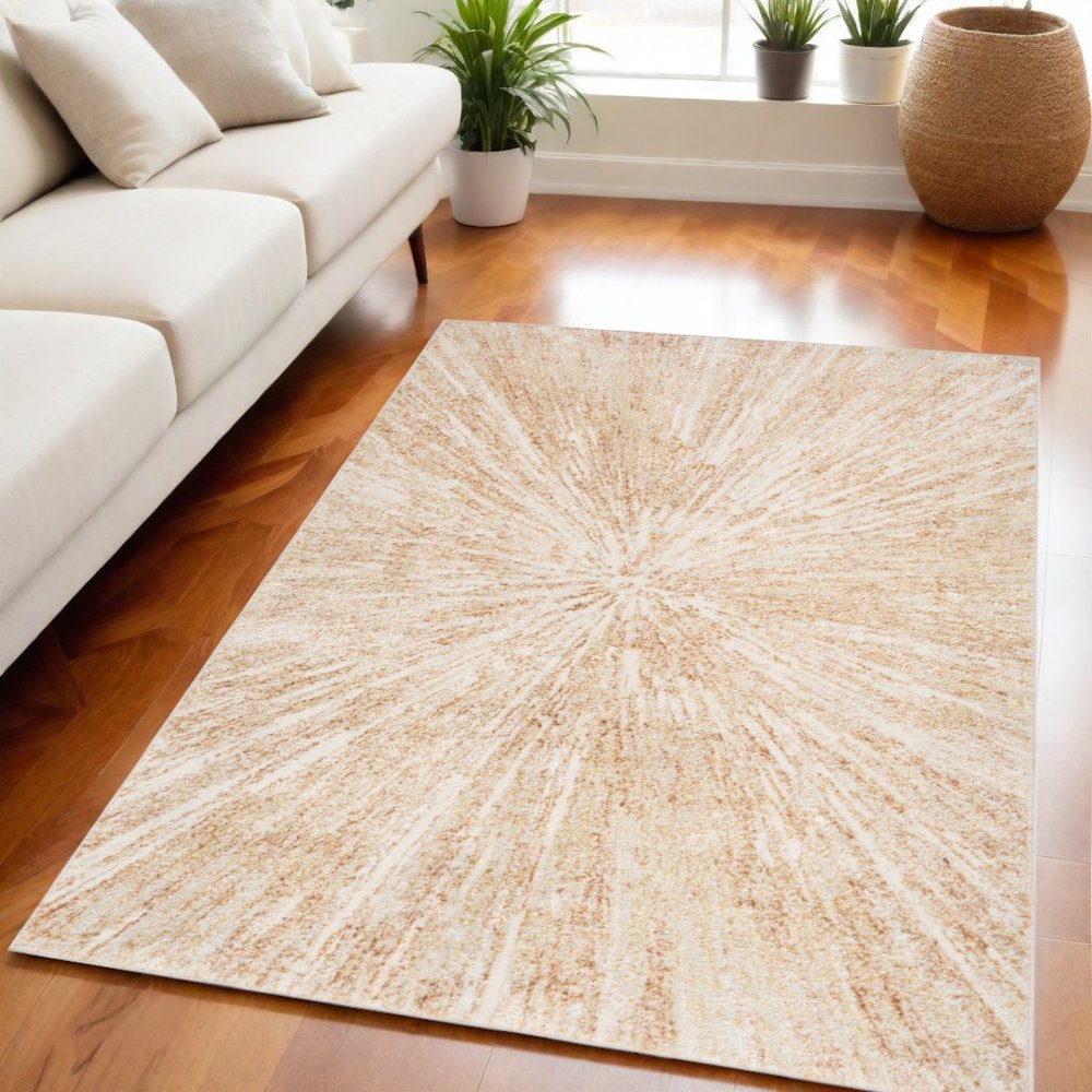 4' X 6' Ivory Abstract Area Rug