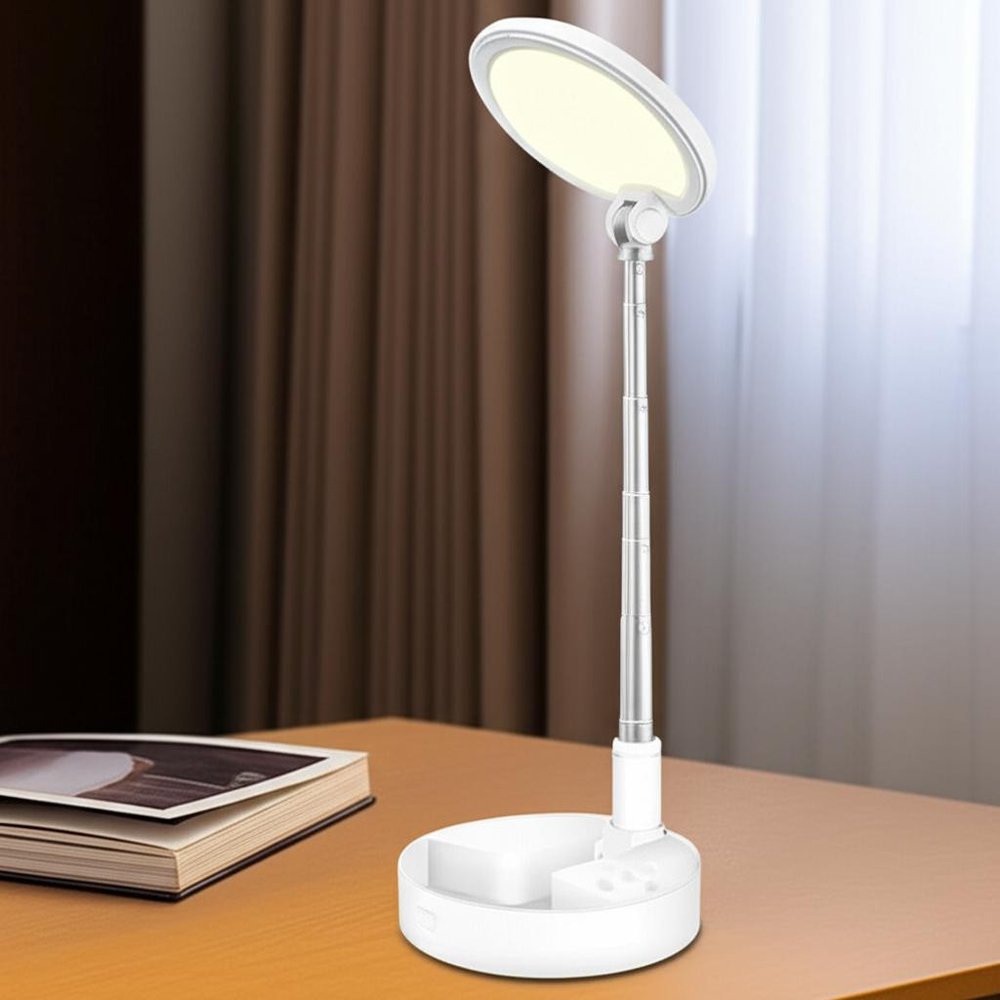 White Metal Desk Lamp LED With Phone Clamp
