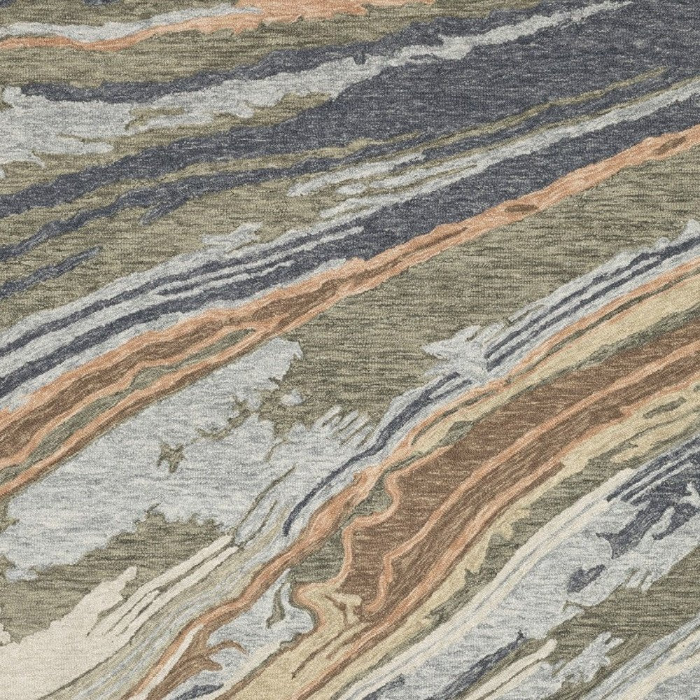 Gray Blue Wool Abstract Hand Tufted Area Rug - Modern | AUREMI