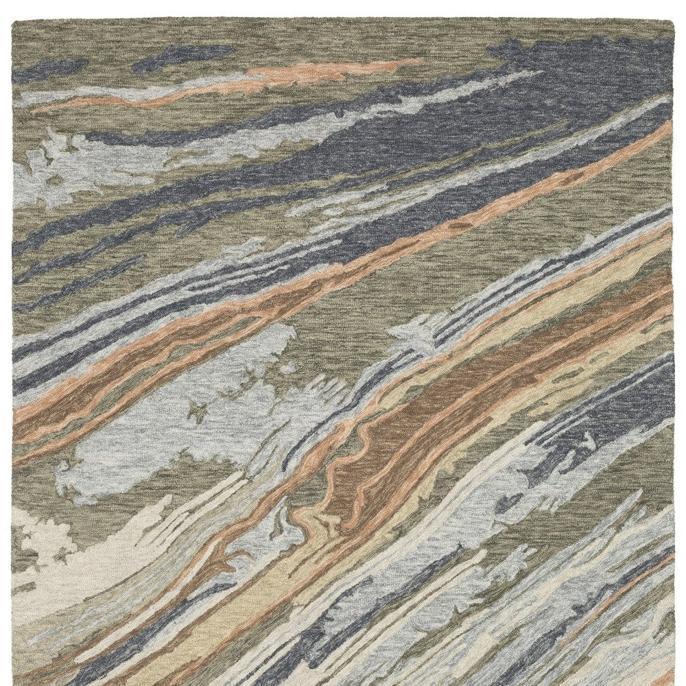 Gray Blue Wool Abstract Hand Tufted Area Rug - Modern | AUREMI