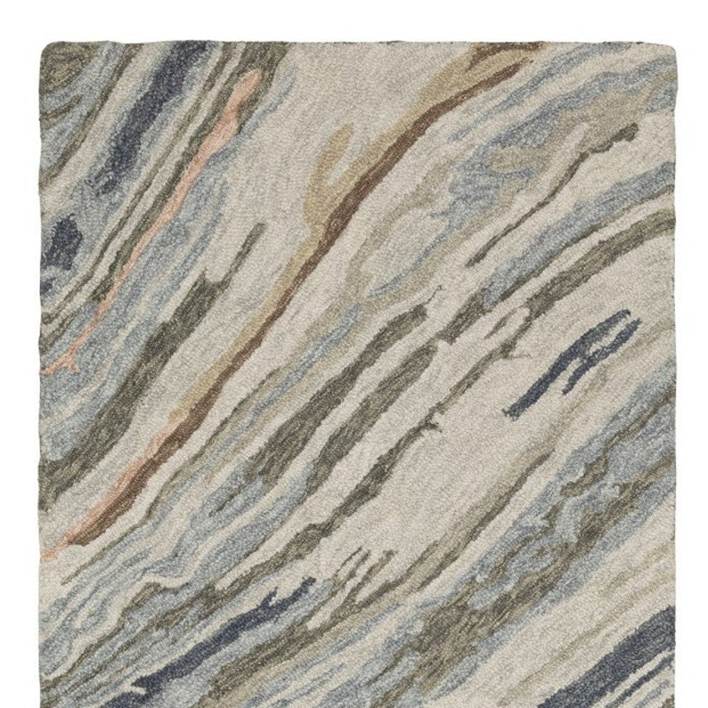 Gray Blue Wool Abstract Hand Tufted Area Rug - Modern | AUREMI