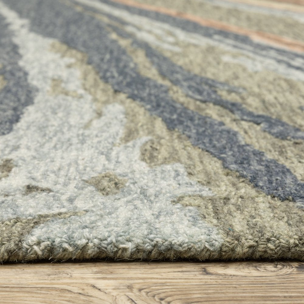 Gray Blue Wool Abstract Hand Tufted Area Rug - Modern | AUREMI